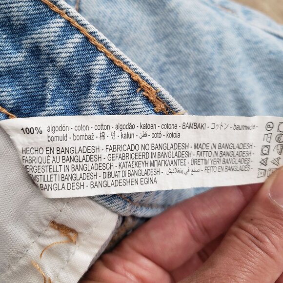 Zara Button Fly Distressed Fringed Hemline Denim Skirt Blue Size Large - Picture 5 of 9